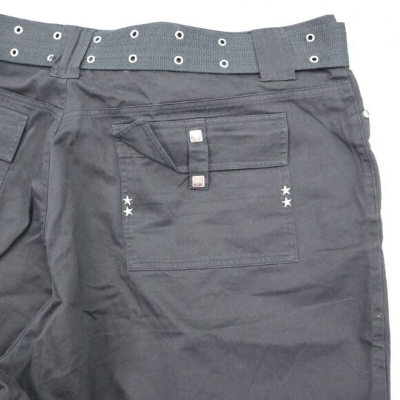 Casual Short Womens 3X Black Classic Cargo Pockets Belted Button Zip Bottoms - Picture 12 of 14